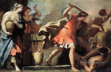  Mois Peintre - Moïse défendant les Filles de Jéthro de grande manière Sebastiano Ricci